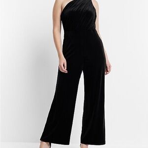 Express Black Draped One-Shoulder Jumpsuit